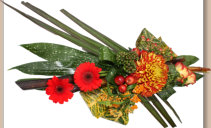 rouwwerk op speciaal kamerplanten blad met deco chrysant
